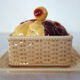 Old sweet jar / fruit basket, square shape, in Sarreguemines ceramic.