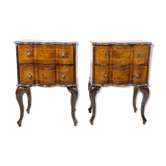 Pair of Venetian bedsides in 19th century walnut