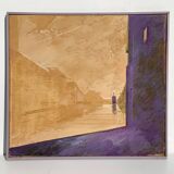 Vintage Surreal oil Painting by Gunar Thoren 1997