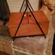 Sewing box from the 50s in wood and black metal