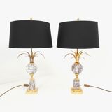 Pair of marble and brass palm lamps by Baker SA