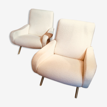 Pair of white Lady chairs by Zanuso
