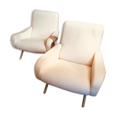 Pair of white Lady chairs by Zanuso