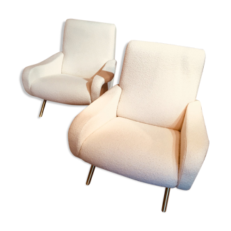 Paire de fauteuils Lady blanc par Zanuso