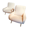 Pair of white Lady chairs by Zanuso