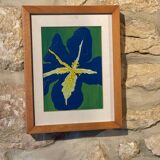 Iris Canvas Painting in Antique Wooden Frame