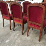 Suite of 6 red velvet chairs Napoleon III