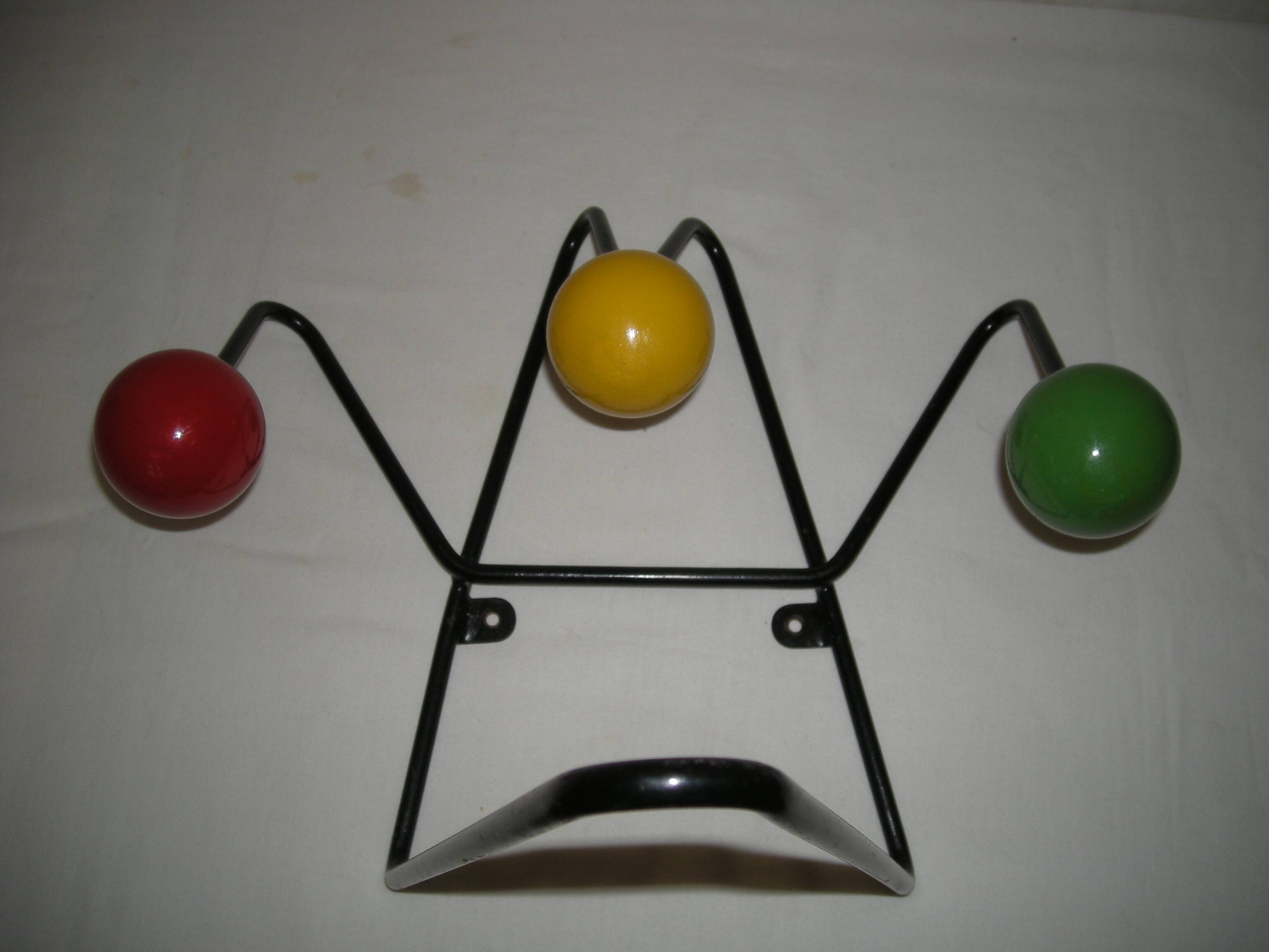 Coat hook; 3 balls - Dupré-Hauser from the 1950s
