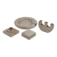 Vintage travertine table set, mid-century, empty candlestick and ashtray.