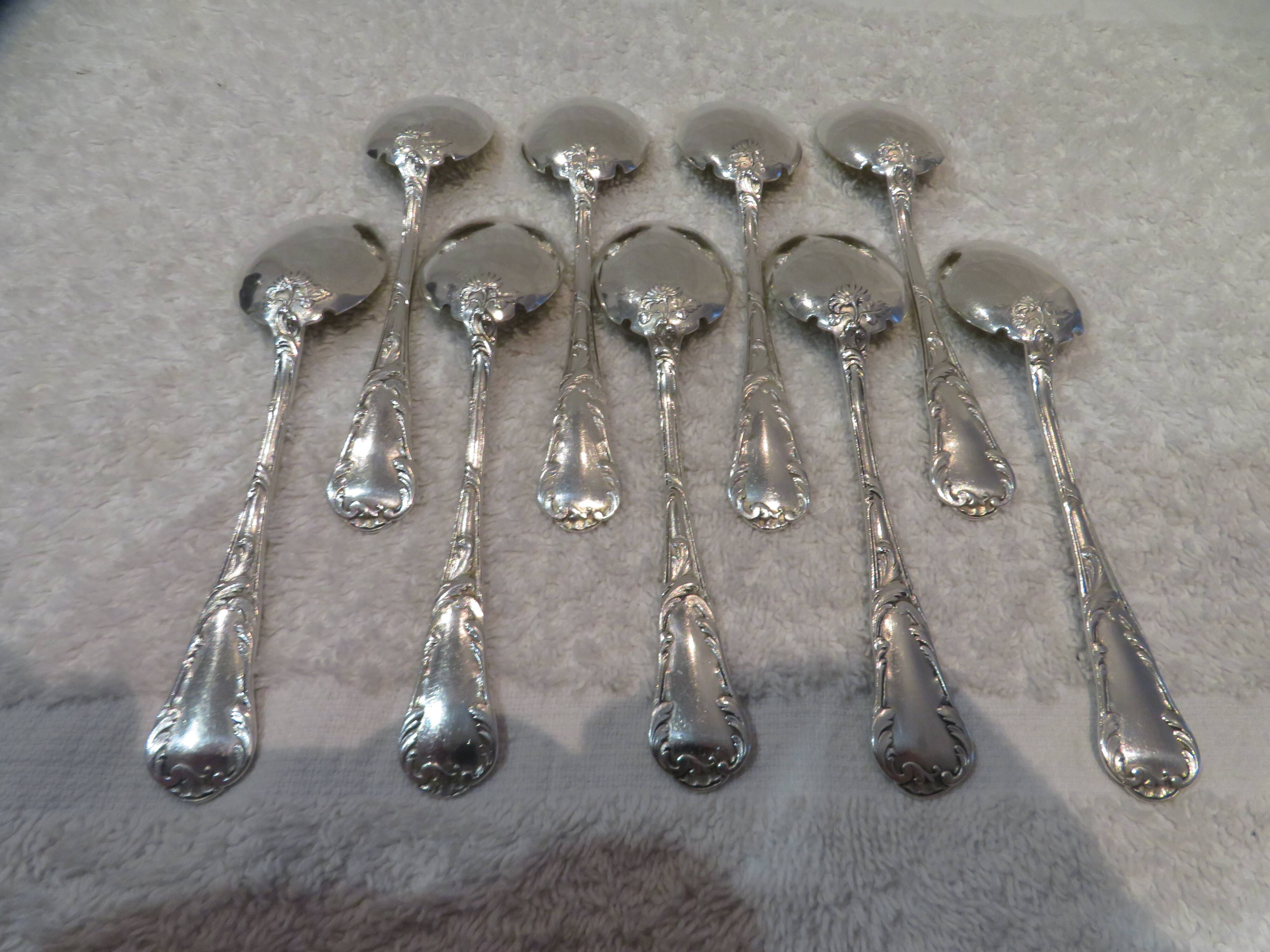 9 pelles à glace métal argenté orfèvre Christofle vieux marly 12,4cm