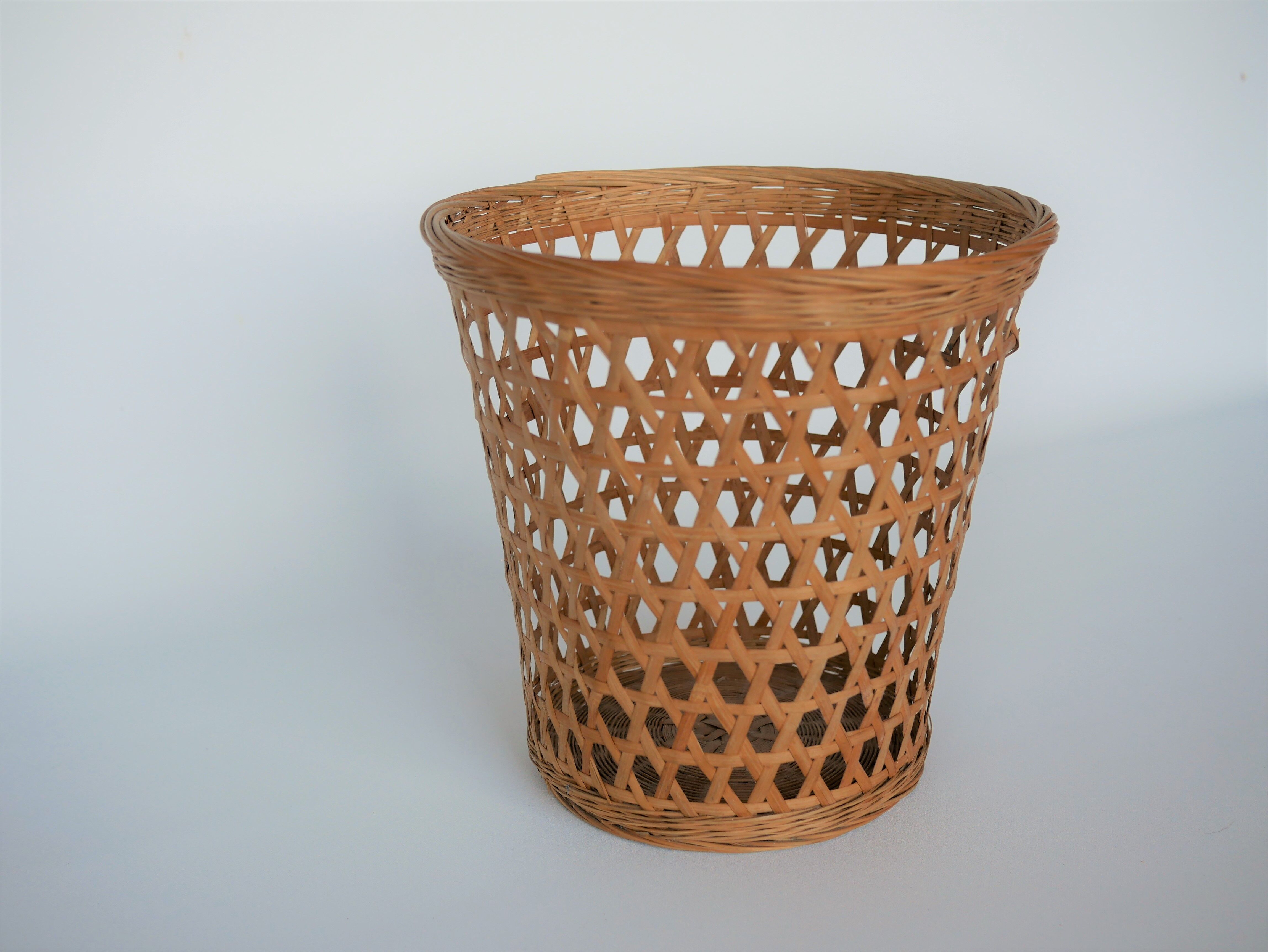 Vintage paper basket in rattan