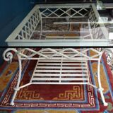 50s coffee table in beaten iron and 135 x 75 cm glass