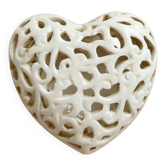 Openwork heart-shaped box in ivory earthenware – Vintage sweet jar
