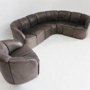 Vintage modular leather sofa and armchair Walter Knoll Piccolino 1960s