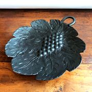 Artisanal embossed metal tripod dish