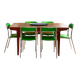Série de 8 chaises Souvignet en chrome et skaï vert