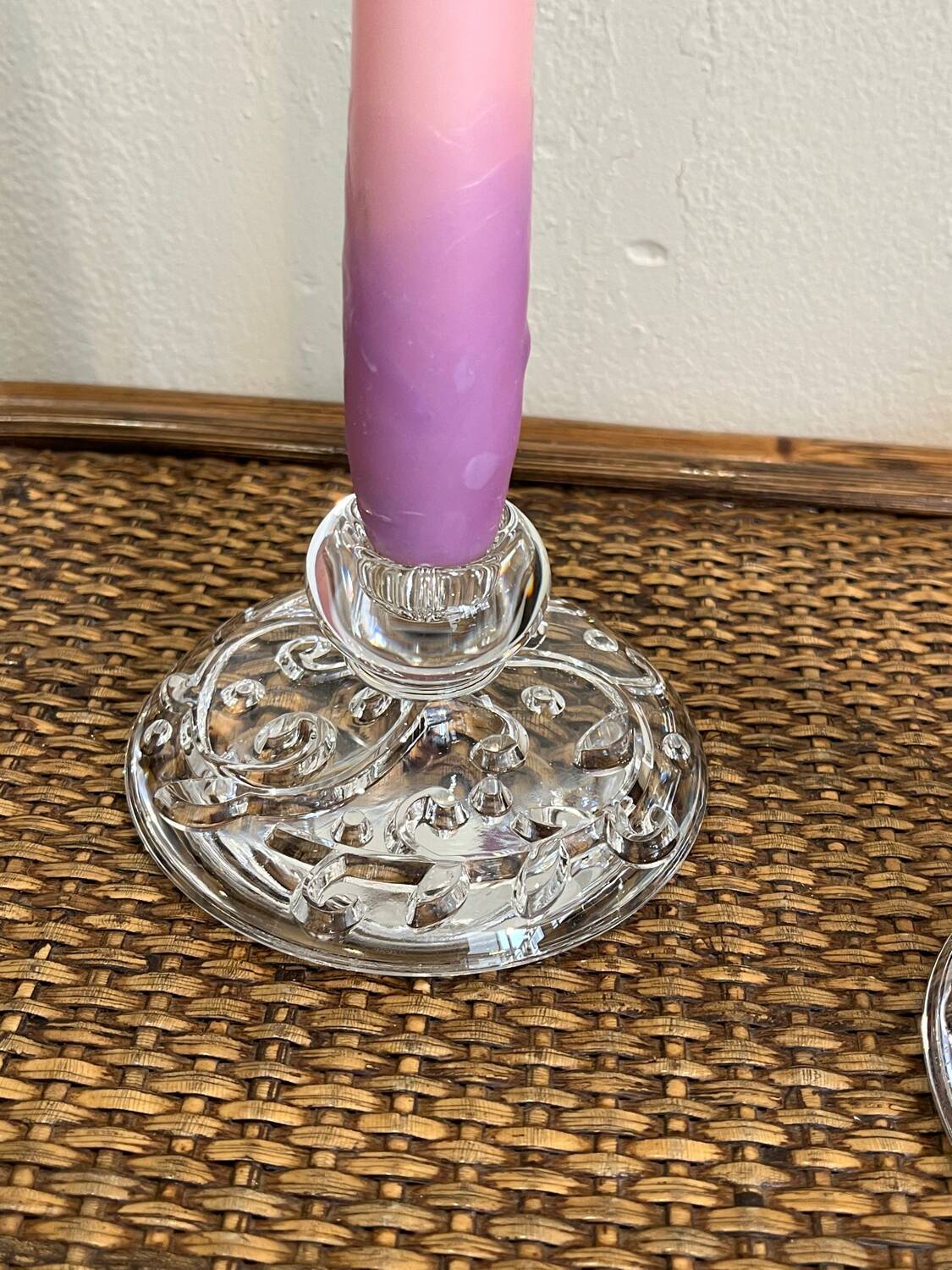 Superb pair of crystal candlesticks model "Organdi" by Crystal d'Ar.