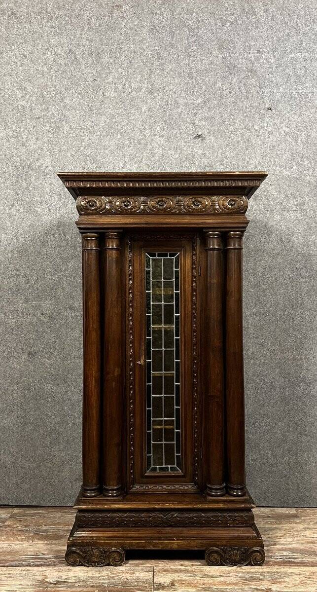 Superb Renaissance Style bookcase display case in carved walnut and oak circa 1850