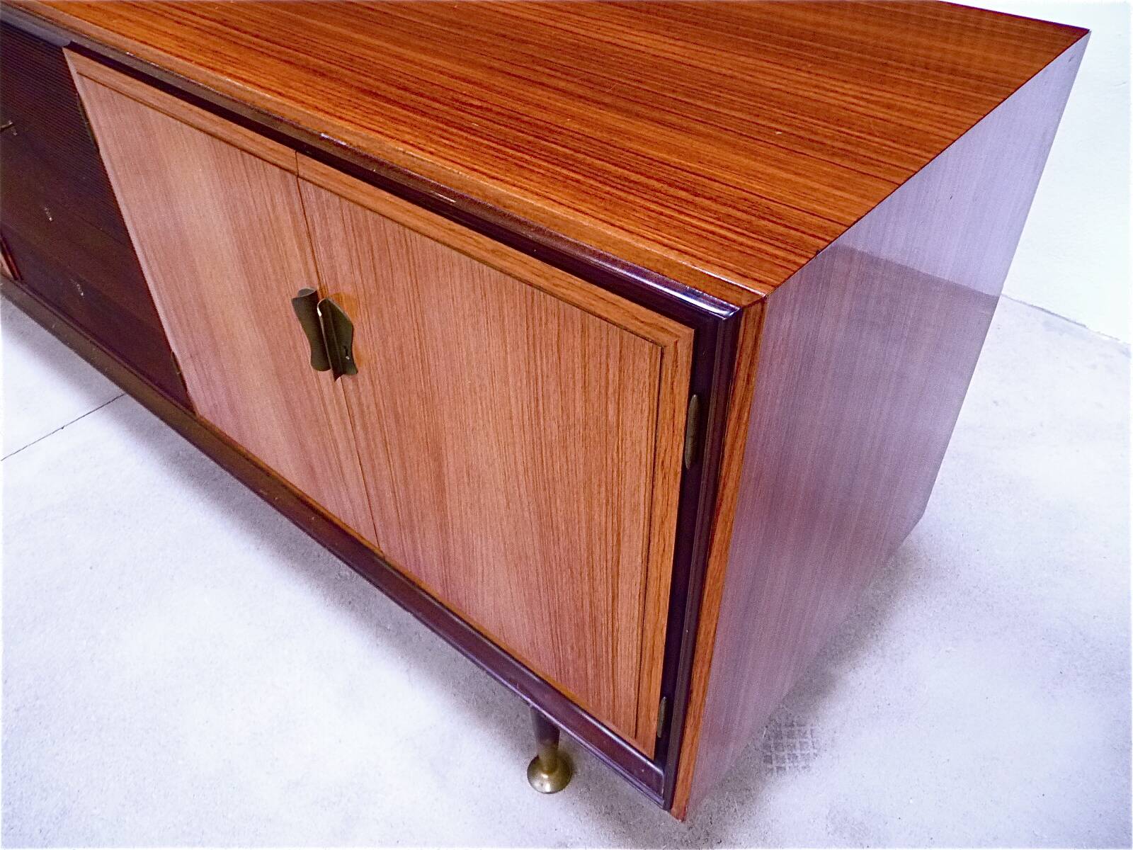 Large Italian Mid-Century Sideboard with Brass Details, 1950s