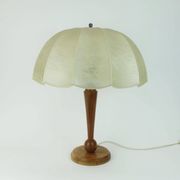 rare large mid century modern cocoon TABLE LAMP cherrywood base 1970s