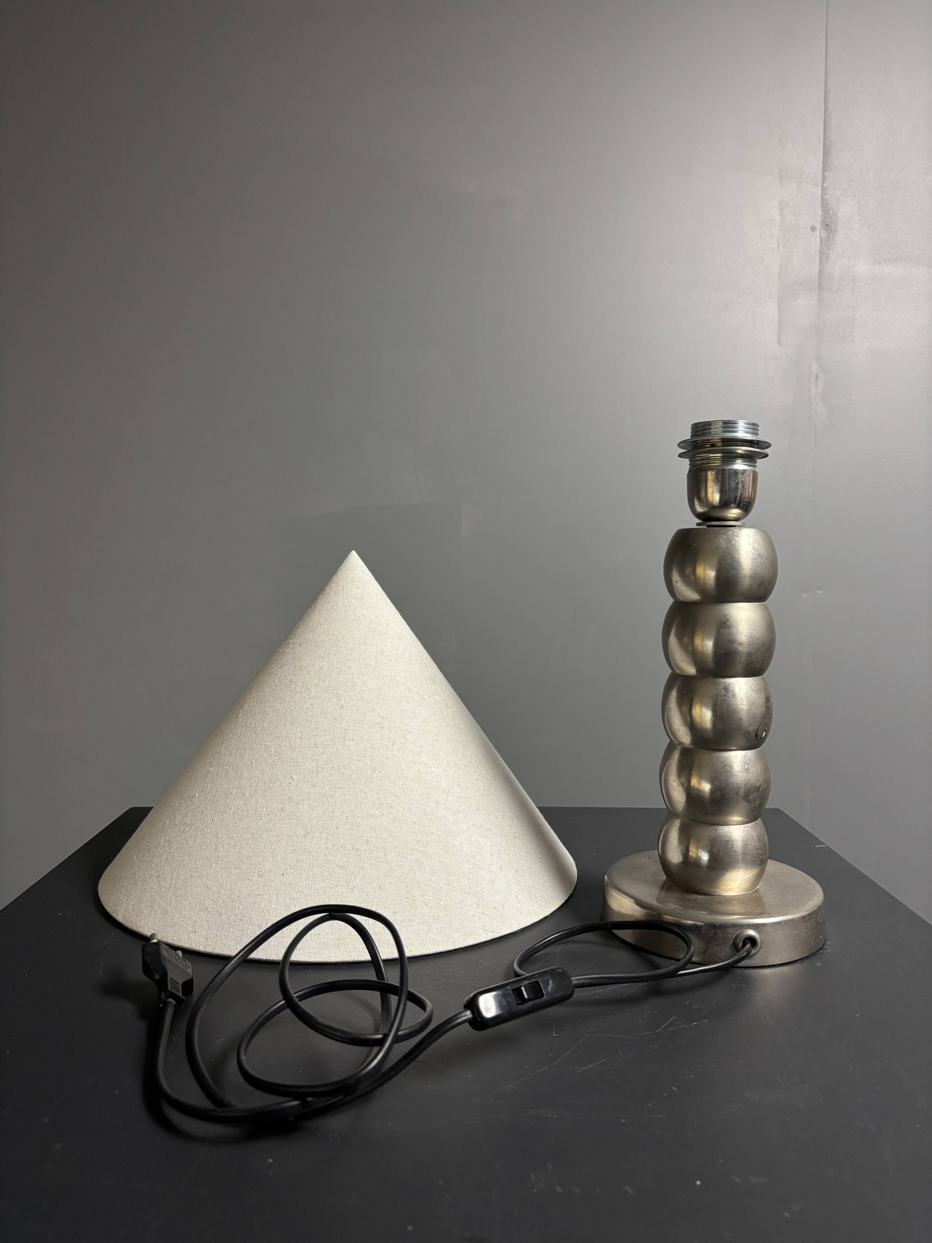 Midcentury nickel plated modernist space age bubbly table lamp, 1970s