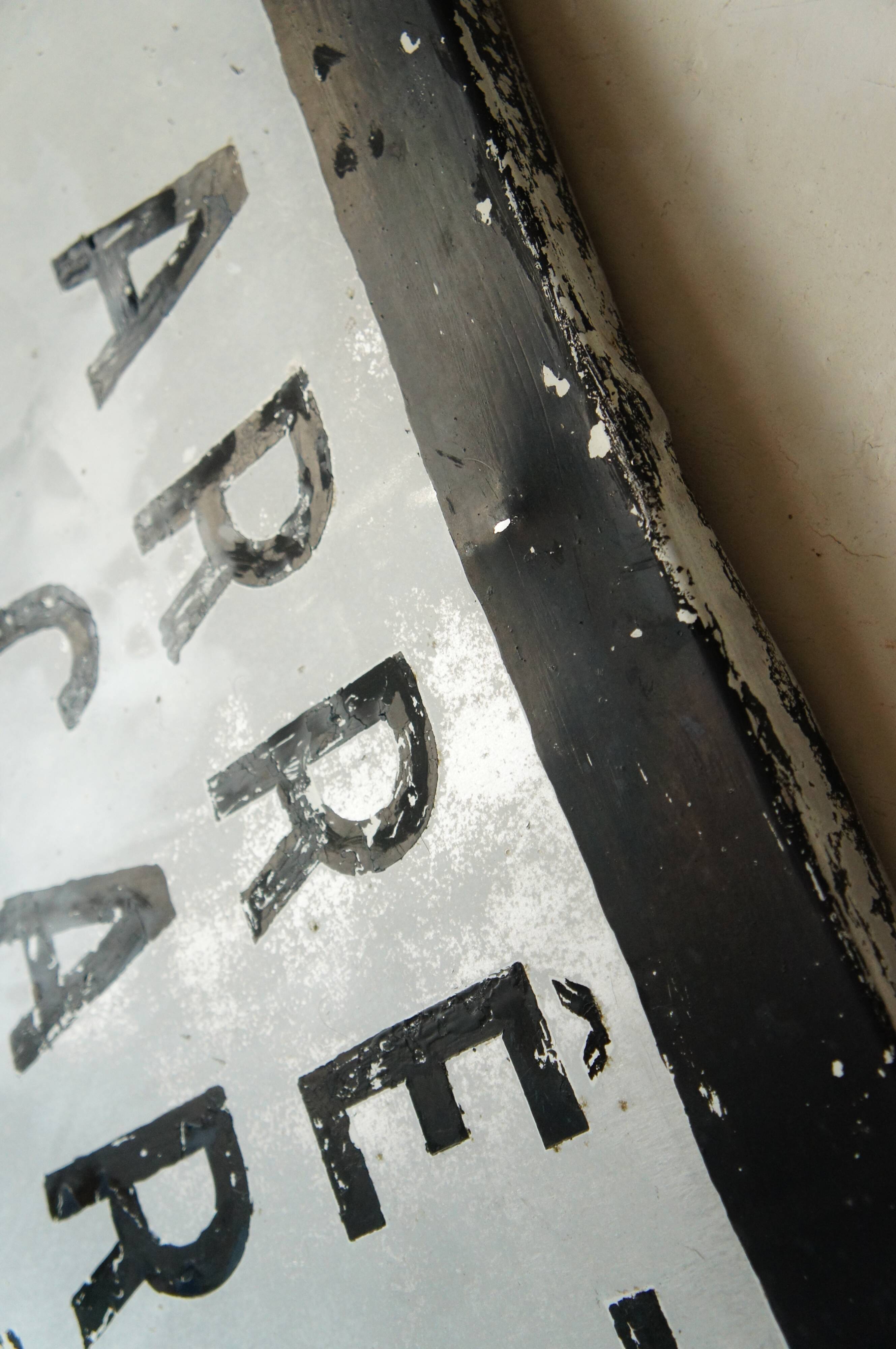 Vintage painted sheet metal plate 1975