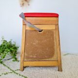 Fisherman stool old wood and imitation leather