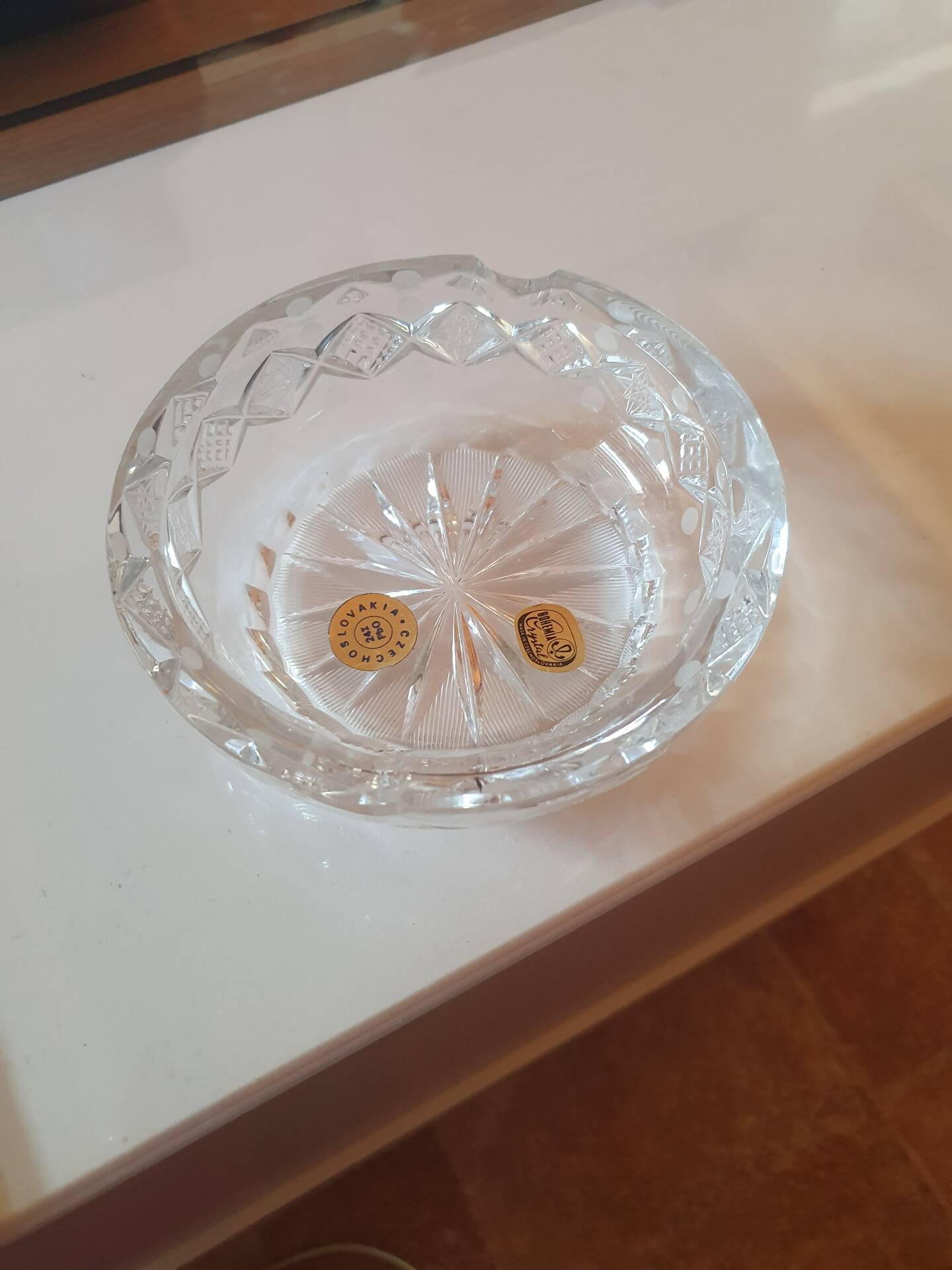 Cendrier en cristal de Bohême vintage