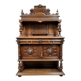 Renaissance style carved walnut sideboard