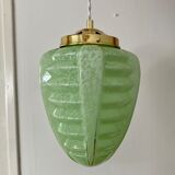 Suspension globe vintag in green clichy glass