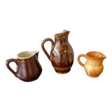 Trio of vintage jugs and milk jug