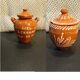 Sugar bowl and portuguese terracotta honey pot