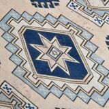 6x7 Navy Blue Cream Oriental Persian Rug, 178x225Cm