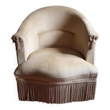 Old toad armchair in beige velvet