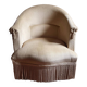 Old toad armchair in beige velvet