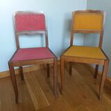 2 Art Deco upholstered and wood chairs