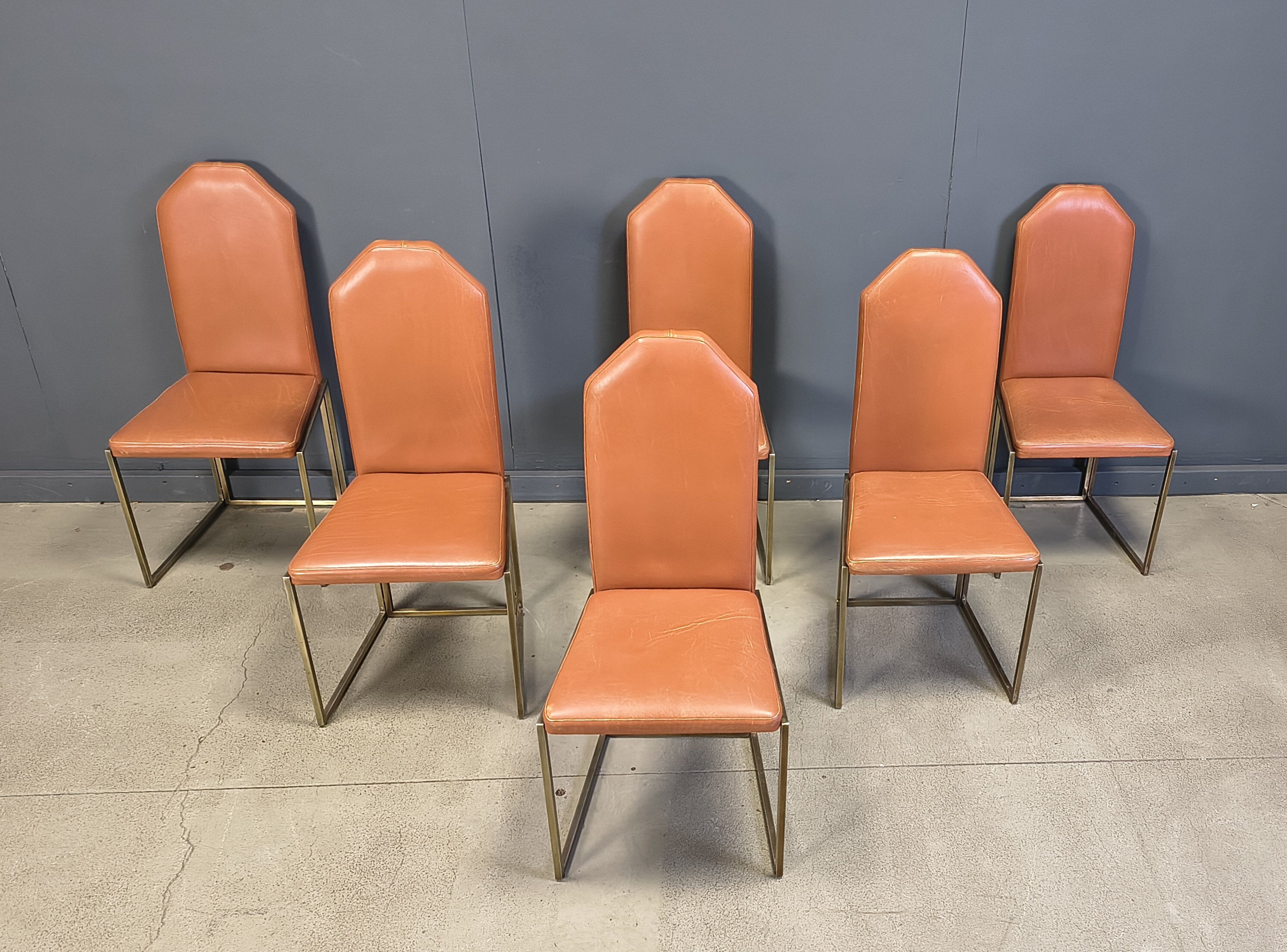 Vintage brass dining chairs by Belgochrom, 1970s