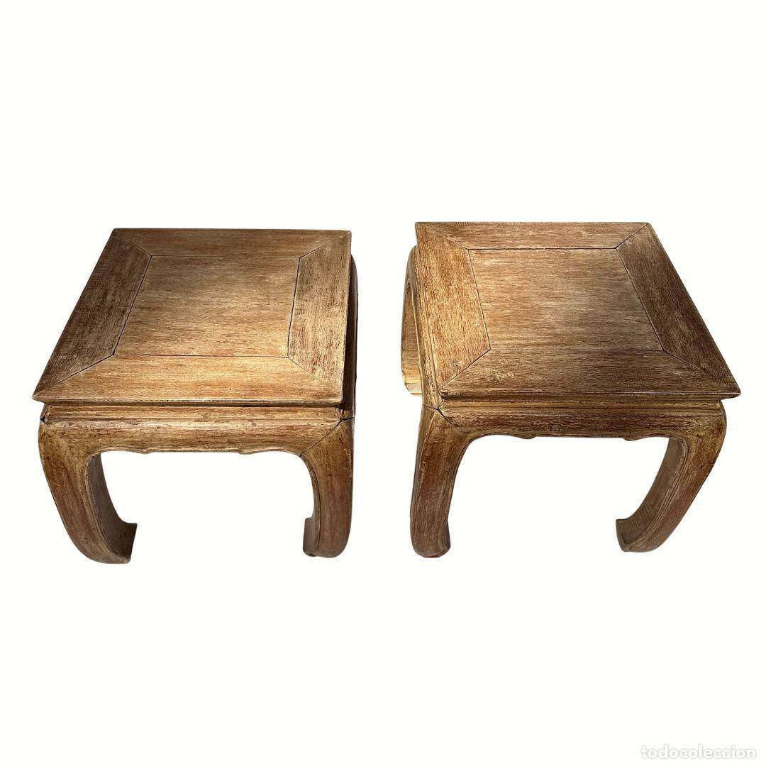 2 tables d'appoint en bois d'orme, Chine années 50
