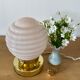 Vintage globe table lamp in pink opaline