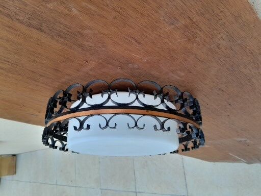 Vintage wrought iron ceiling lamp year 50 60 chandelier