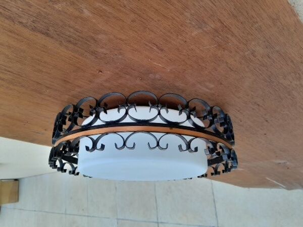 Plafonnier vintage en fer forgé année 50 60 lustre