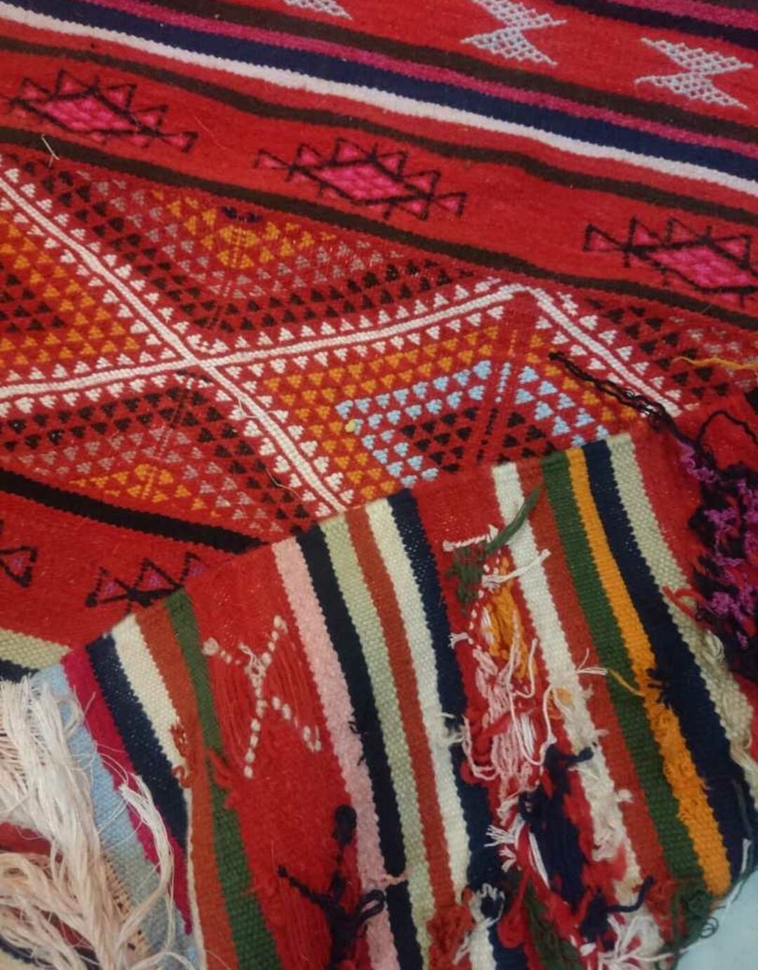 Kilim multicolor hallway done hand in wool carpet 85x195cm