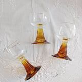 Set of 3 amber glass stemware