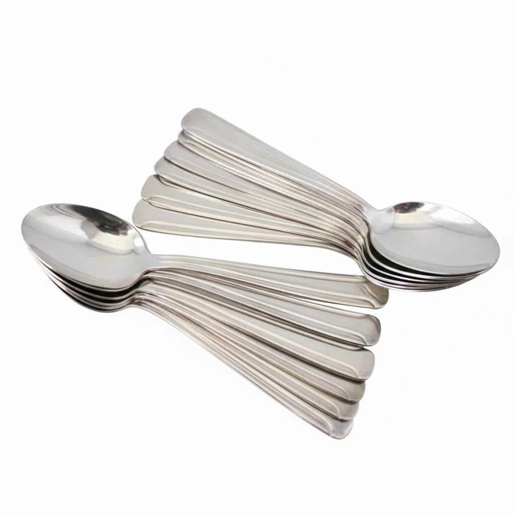 Art Deco silver-plated tea/dessert spoon set of 12