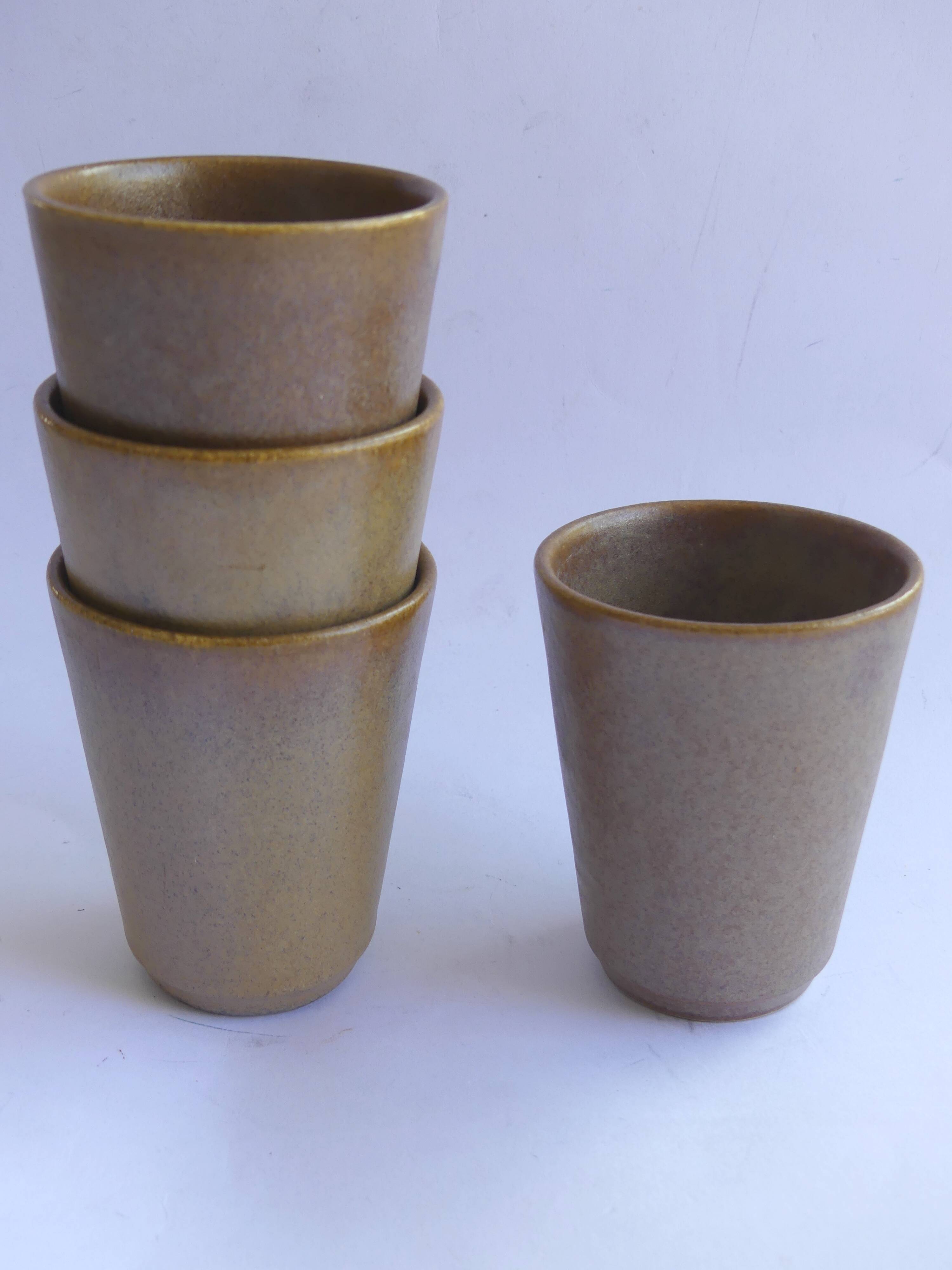 4 stoneware Digoin coffee cups