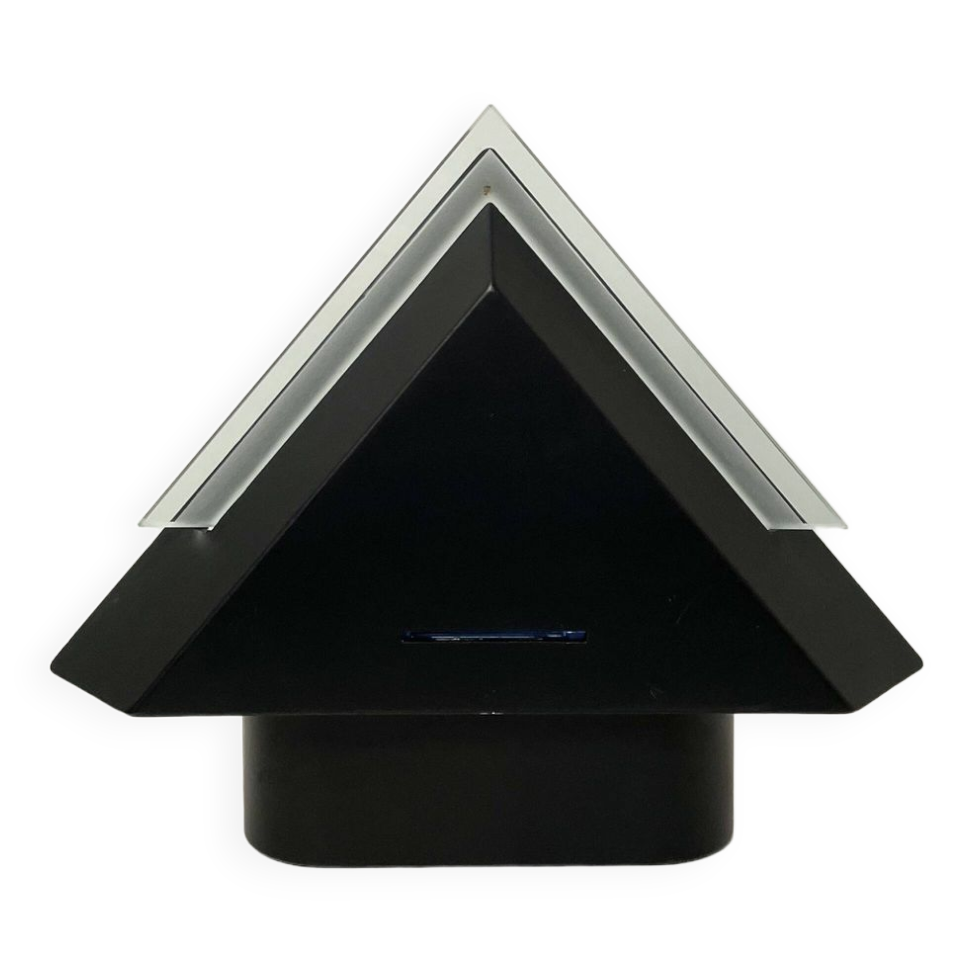 Postmodern geometric glass and metal lamp, large model, 1980