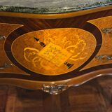 Exquisite Louis XV Style Bombé Commode with Musical Marquetry & Marble