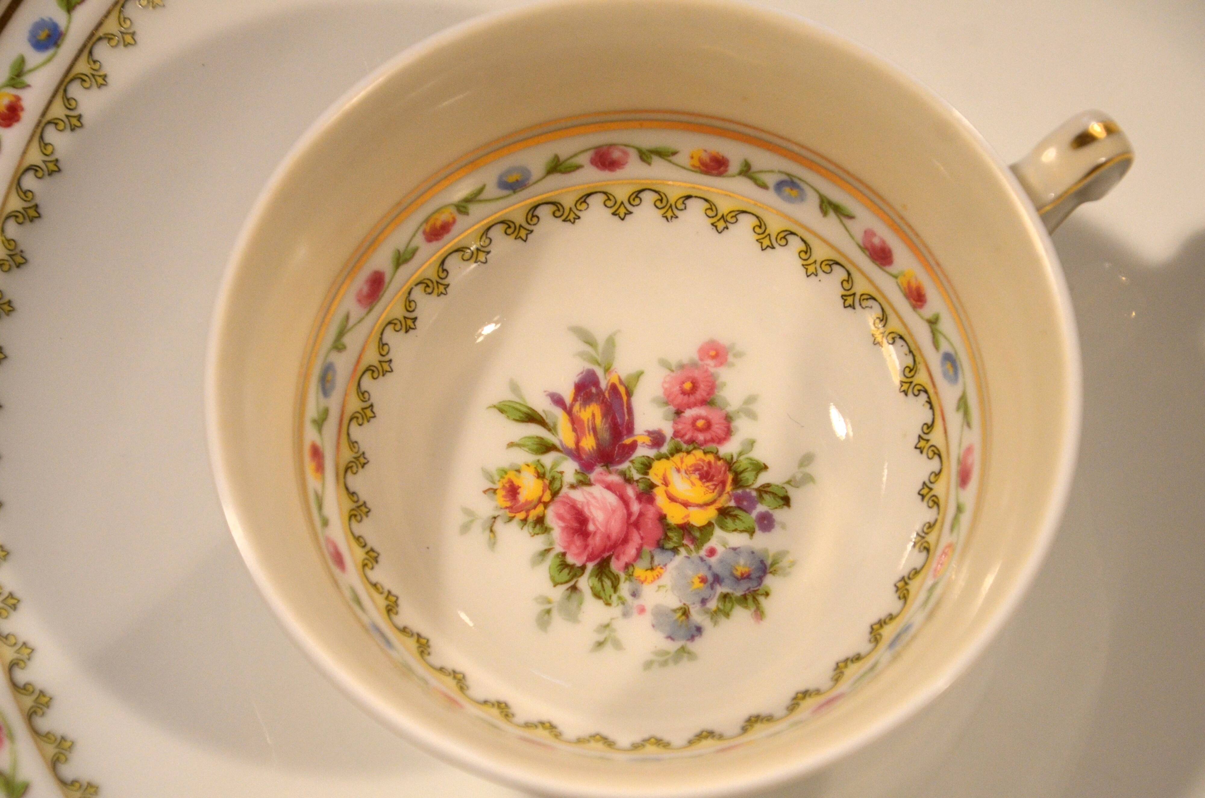 75-piece vintage porcelain table service, Raynaud & Co., Limoges.