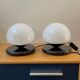 Glass and marble mushroom lamps