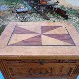 Nightstand 2 drawers walnut oak and burl walnut